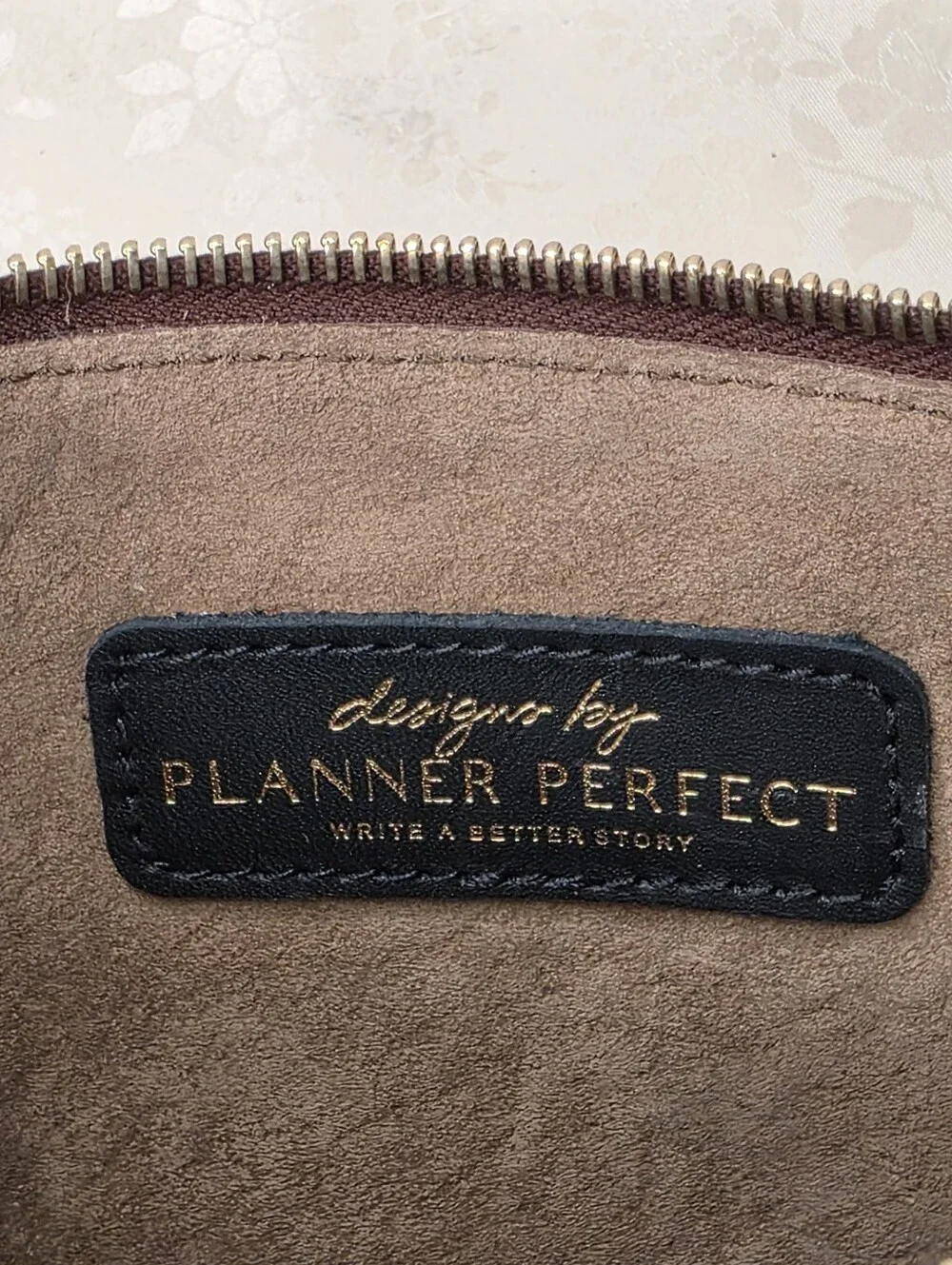 Planner Perfect Brown Lizard Embossed Leather Zippered Pouch Clutch